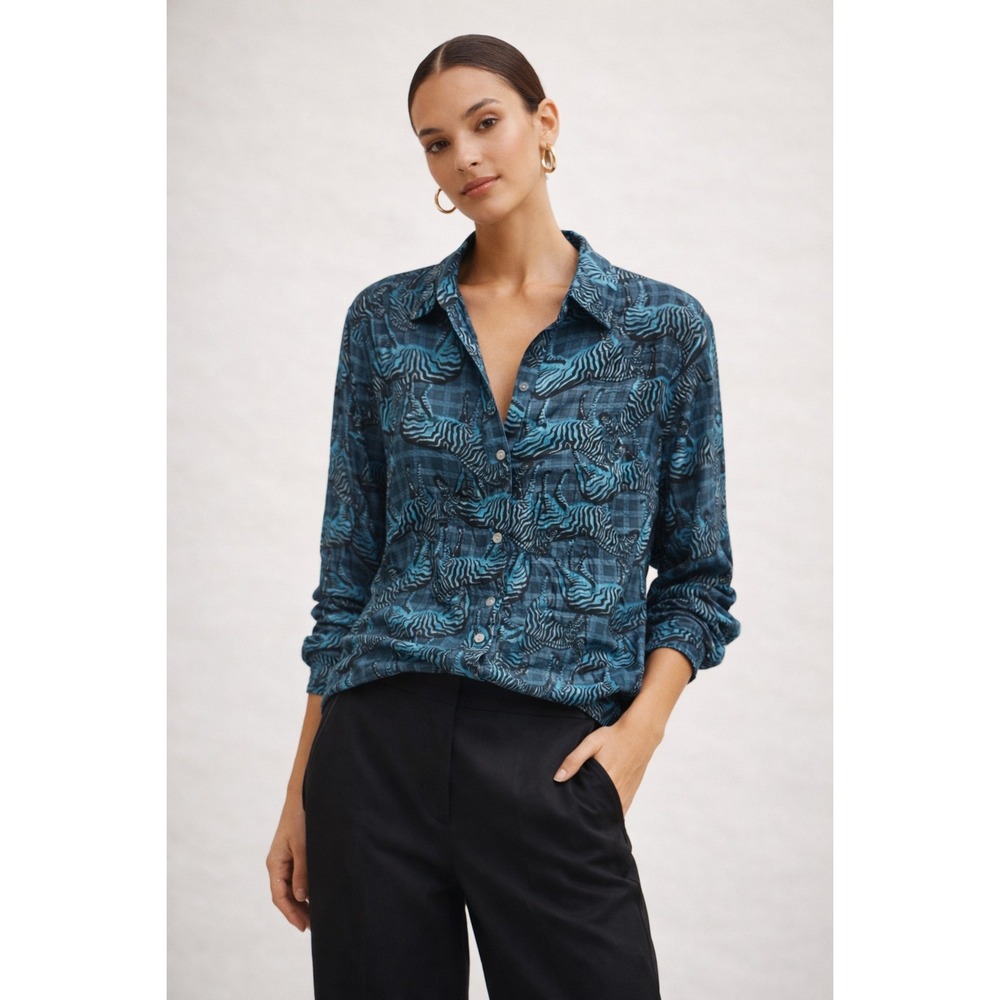 Jane + Delancey XL Zebra Animal Boho Nature Earthy Y2K Safari Art Blouse
